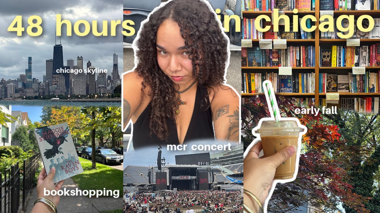 48 hours in chicago ✈️ 🌆 📚 early fall days, bookshopping, solo travel, mcr concert and cafes