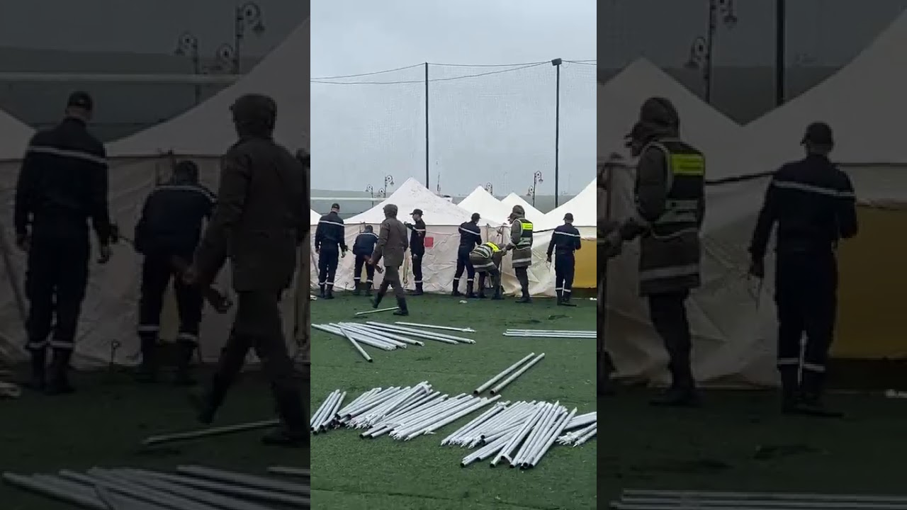  مباشرة من القصر الكبير.. السلطات تشرع في تركيب الخيام لإيواء المتضررين