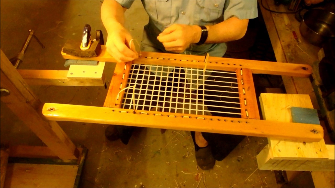 Wood Canvas Canoe Restoration EPISODE7 - Recane weave the canoe seats