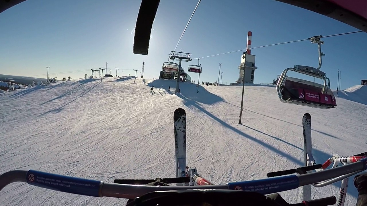 SkiBiking in Ruka, Finland 14/18 (from the Vuosseli big chair lift to Saarua area)