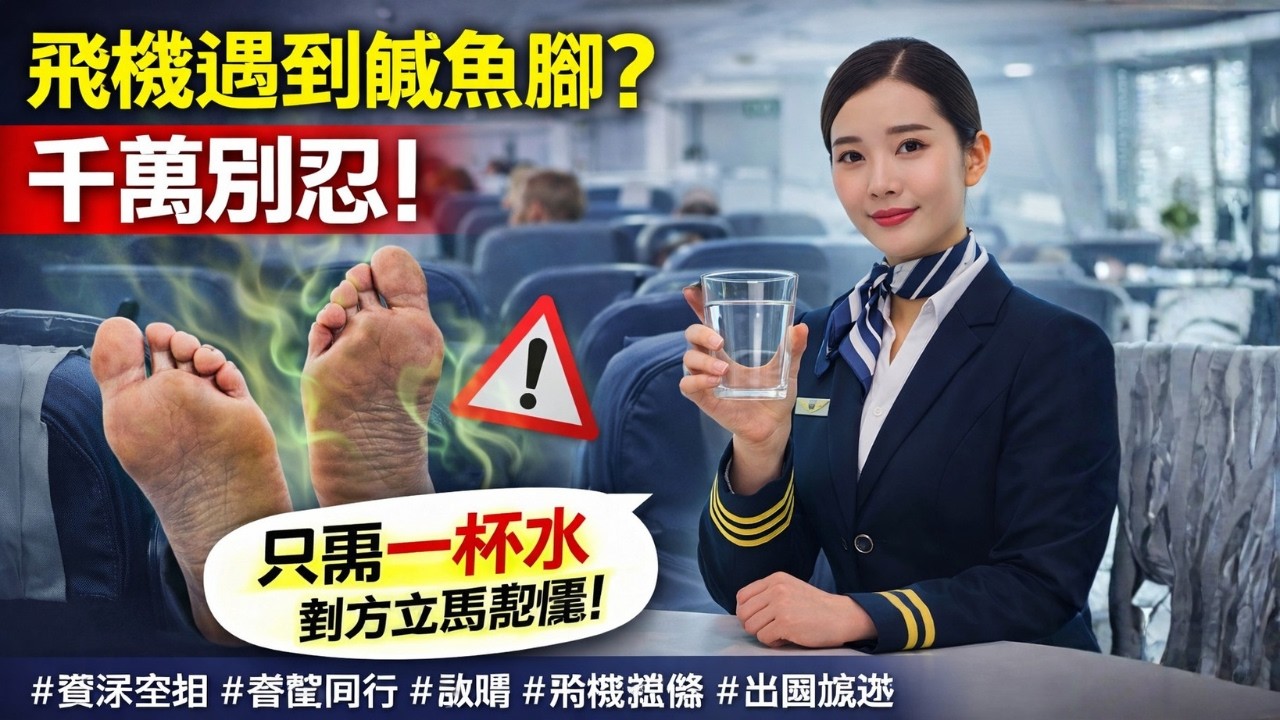 飛機遇到鹹魚腳？千萬別忍！只需一杯水，對方立馬認慫！#資深空姐 #睿智同行 # 詠晴 #飛機禮儀 #出國旅遊