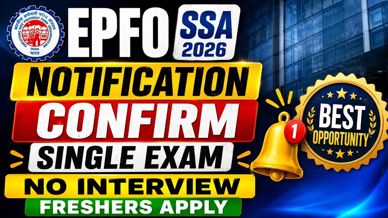🚨EPFO SSA New Vacancy 2026 Finally 😱 Single Exam 🚫 No Interview - 92k Salary | Freshers Eligible
