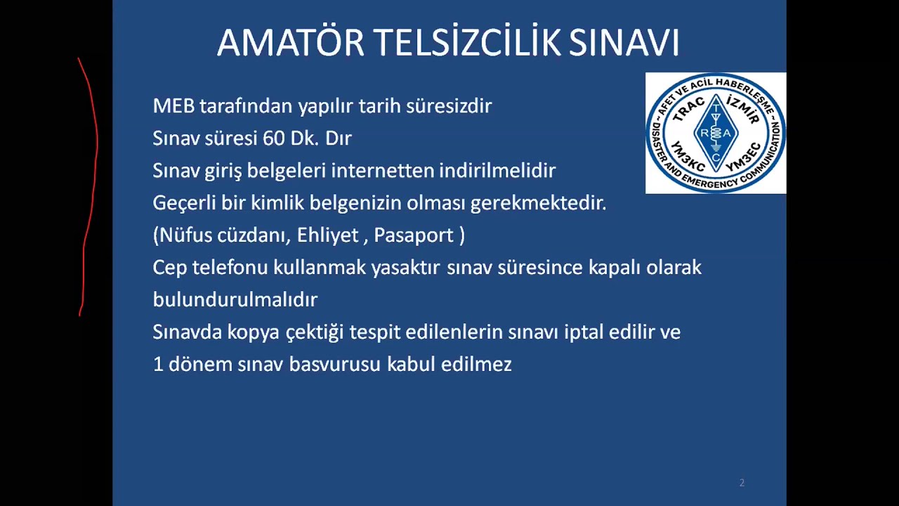 Trac İzmir Amatör Telsiz Sınavına Hazırlık Eğitimi 06 02 2021