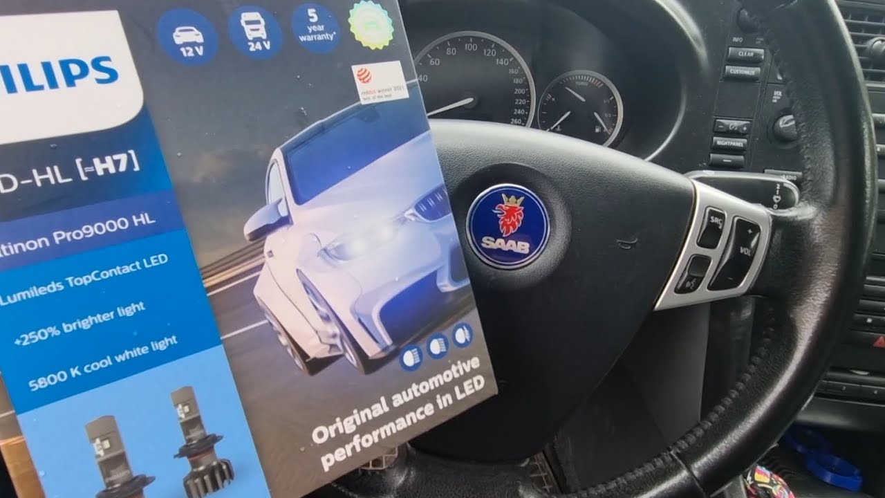 Saab 93 montaż żar&oacute;wek LED do reflektor&oacute;w - H7 Philips Ultinon Pro9000 HL