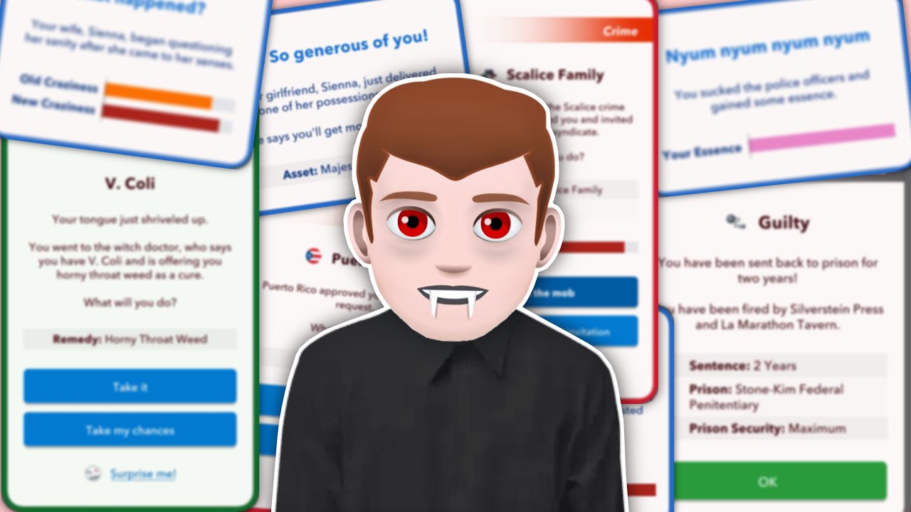 LIVING A FULL VAMPIRE LIFE IN BITLIFE | Vampire Mode