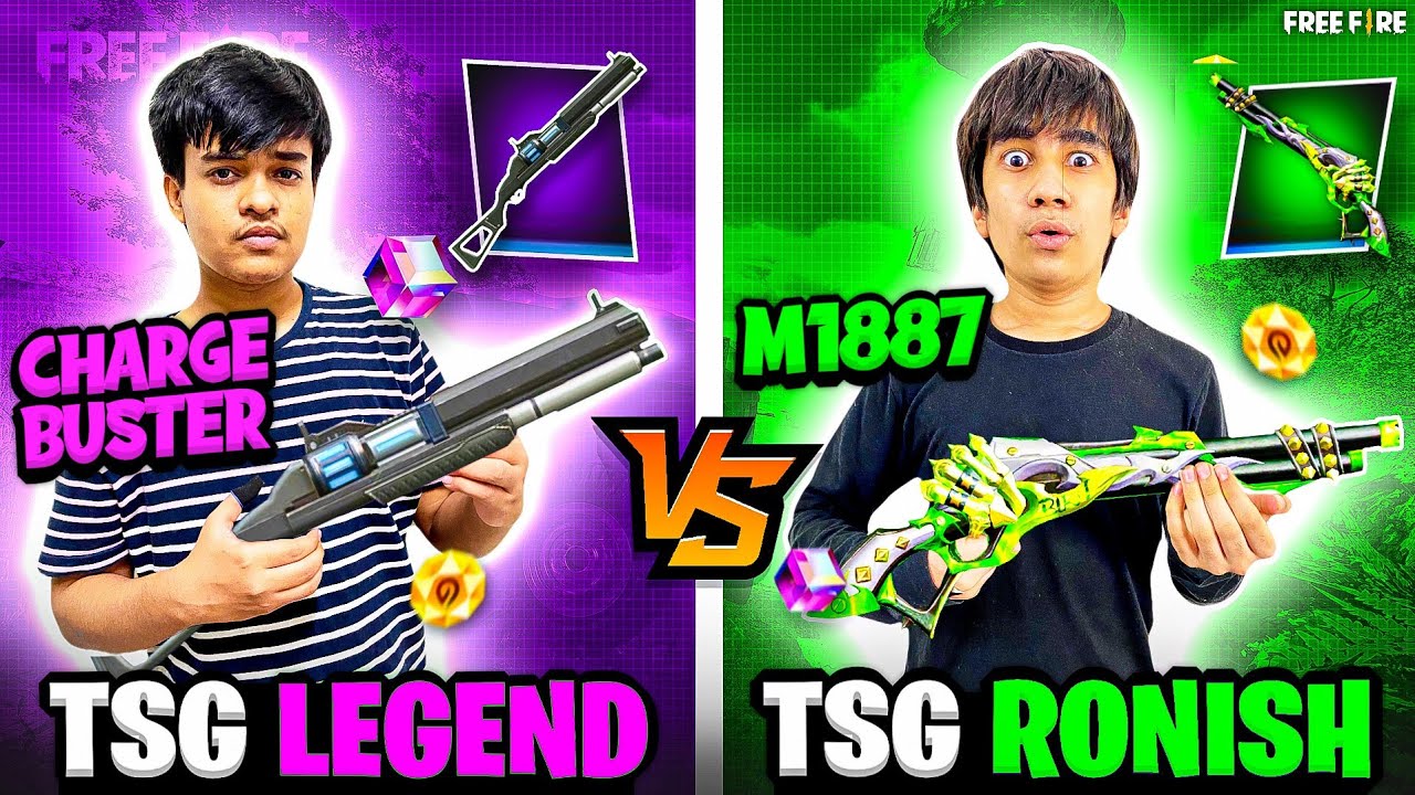 M1887 vs CHARGE BUSTER😱 Which is MOST POWERFUL?👿 TSG LEGEND vs TSG RONISH 🔥 - Garena Free Fire