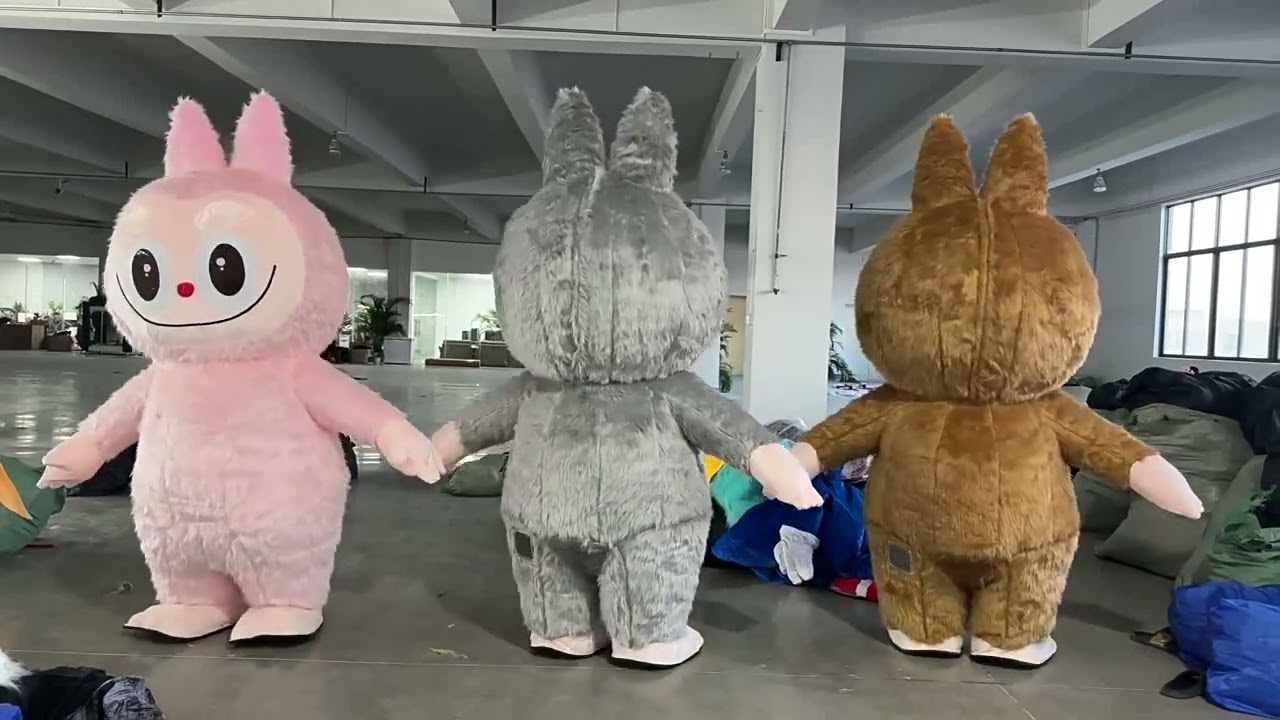 Adult Funny Inflatable Labubu Mascot Costume Cartoon Character Cosplay Suit up Blow Up Outfit Events