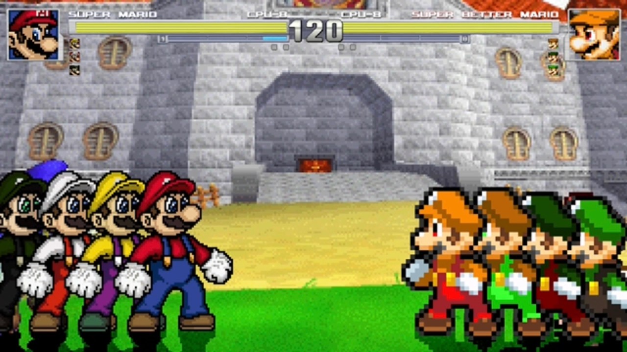 Mario & SSBB Mario vs. SB Mario & Fighting Mario 8v8 Absolute War (MAR10 Day Special) | M.U.G.E.N