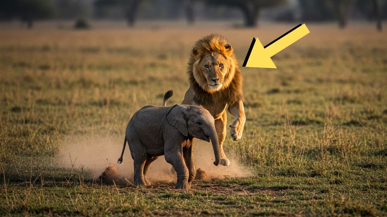 Ce lion attaque un bébé éléphant... ce qui se passe après va vous faire pleurer