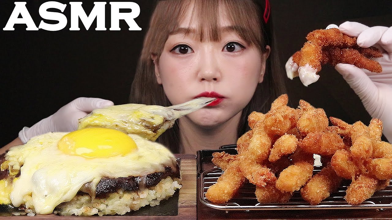 ASMR Еда Булгоги рисовая пицца и жареные креветки | PIZZA & FRIED SHRIMP MUKBANG | Ae Jeong ASMR