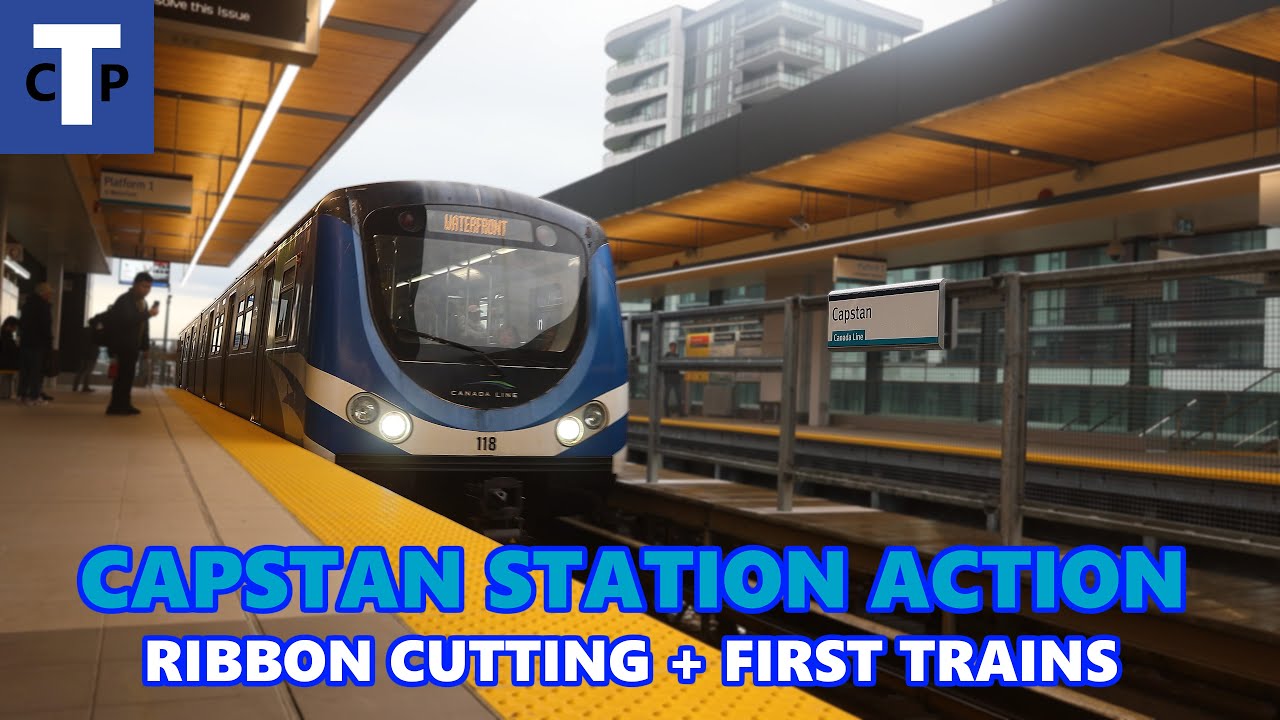 FIRST TRAINS AT A NEW STATION  | 15+ Minutes of SkyTrain Action at Capstan Station (4K)