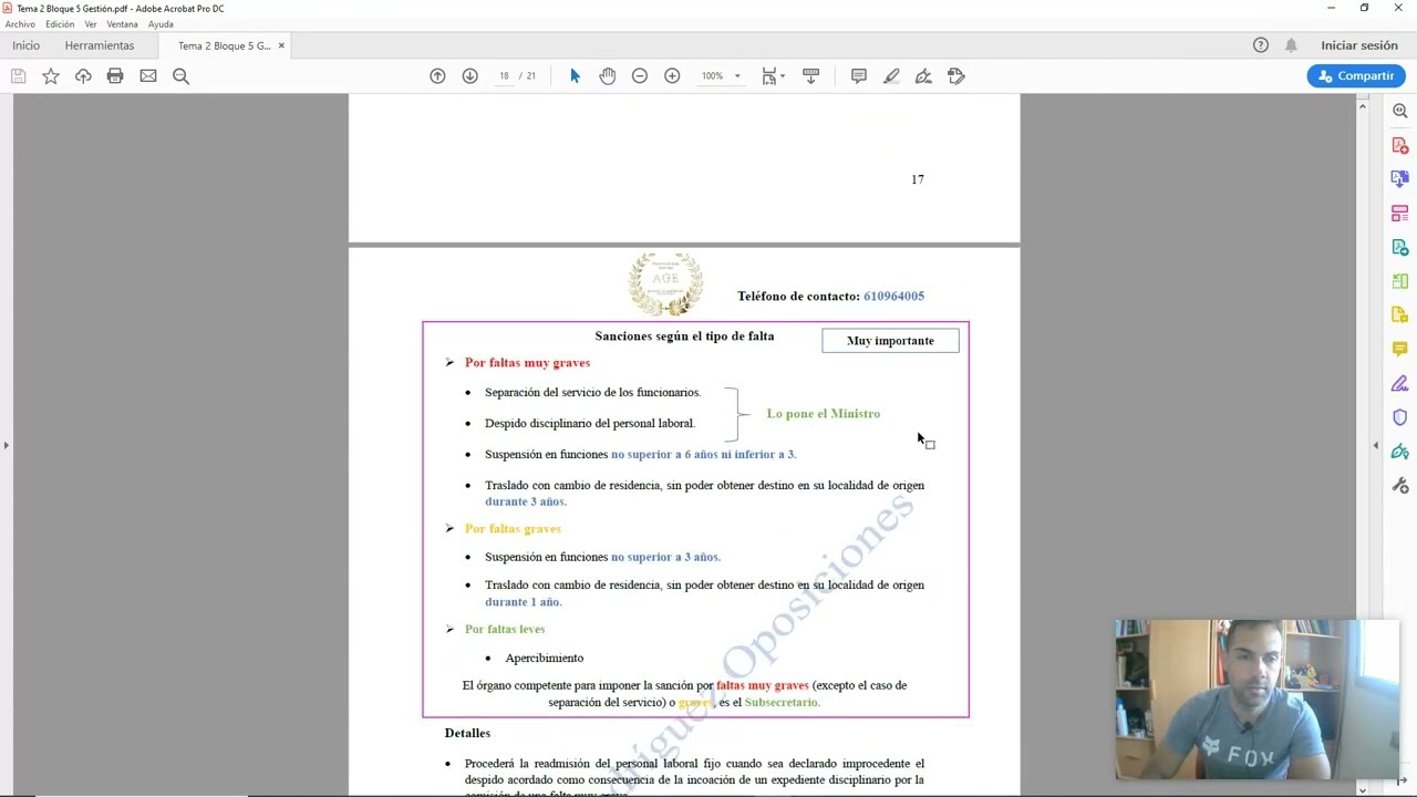 Régimen disciplinario. Vídeo 4 Tema 2 Bloque 5 Gestión