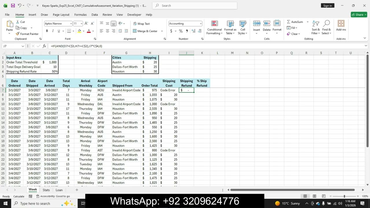 Exp25_Excel_Ch07_CumulativeAssessment_Variation_Shipping | Exp25_Excel_Ch07 | 100% оценок
