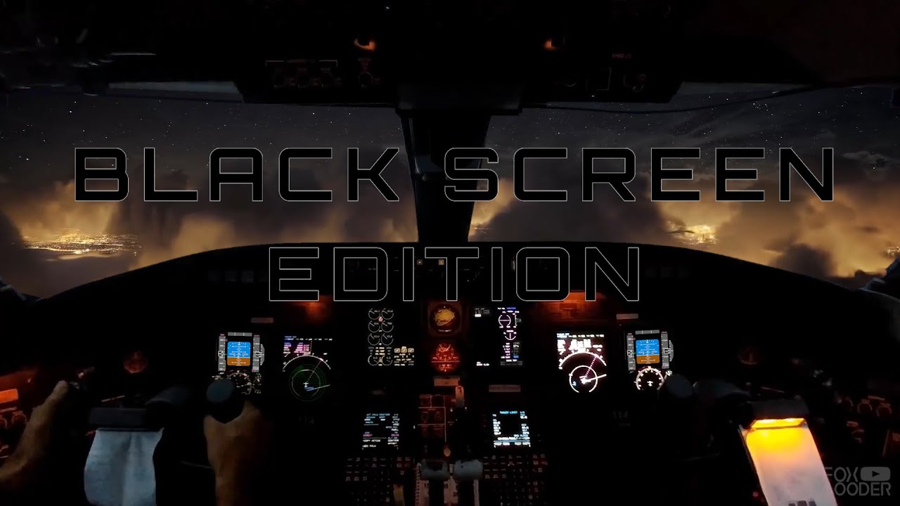 ASMR Cockpit View Airplane White Noise Ambience 12 Hours - Black Screen Edition
