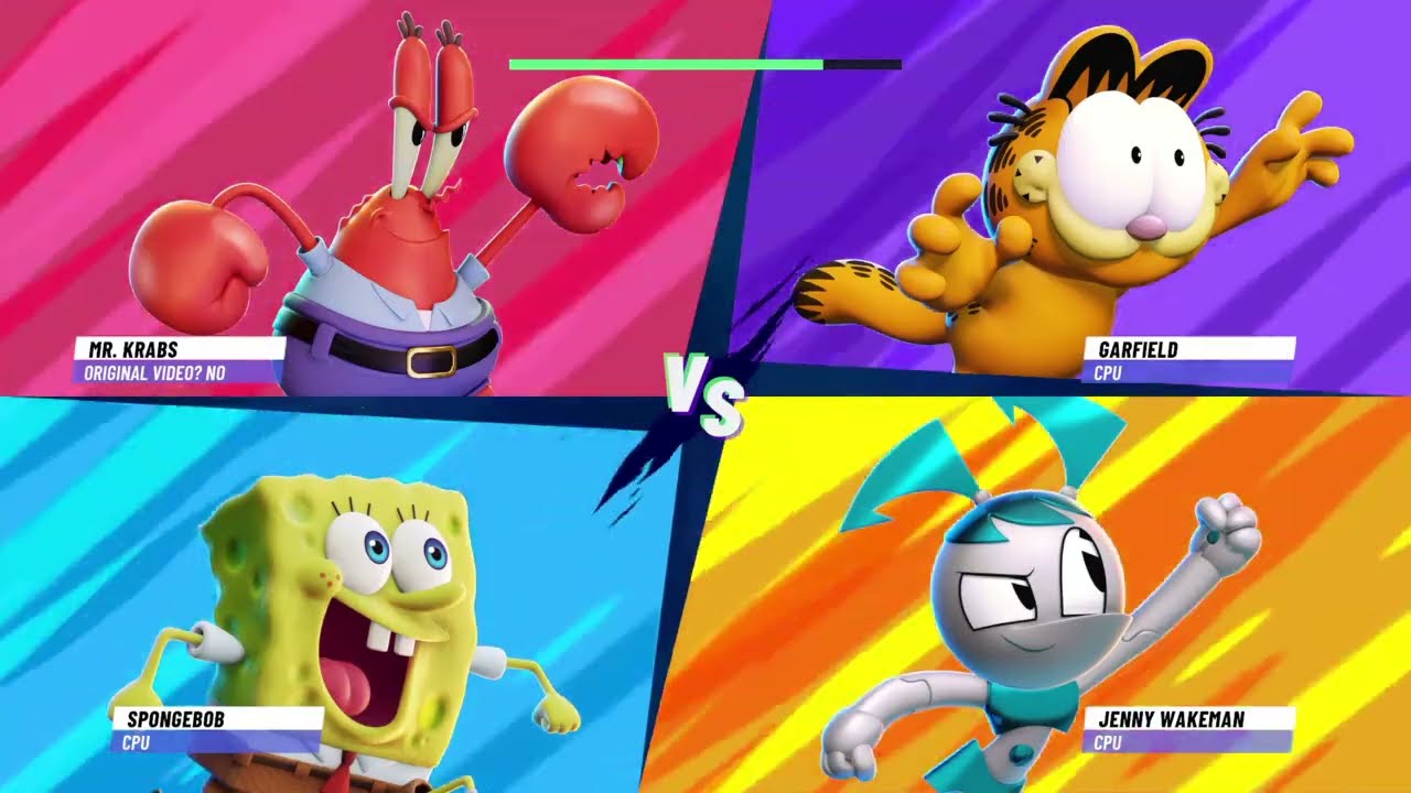 Mr. Krabs Vs SpongeBob Vs Jenny Wakeman Vs Garfield|Nickelodeon All-Star Brawl 2