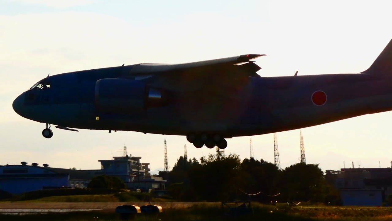 Kawasaki C-2 Flying Silhouetted Against the Evening Light | JASDF Iruma Air Base