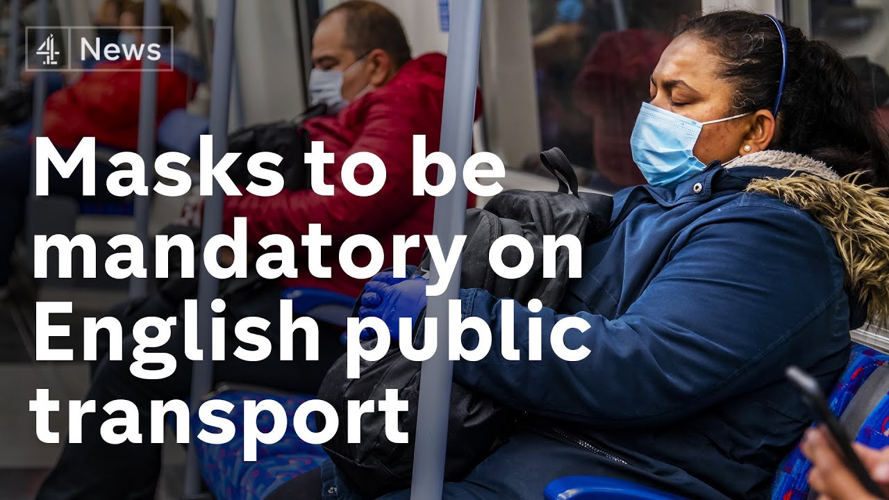 Wearing face masks will be compulsory on public transport in England