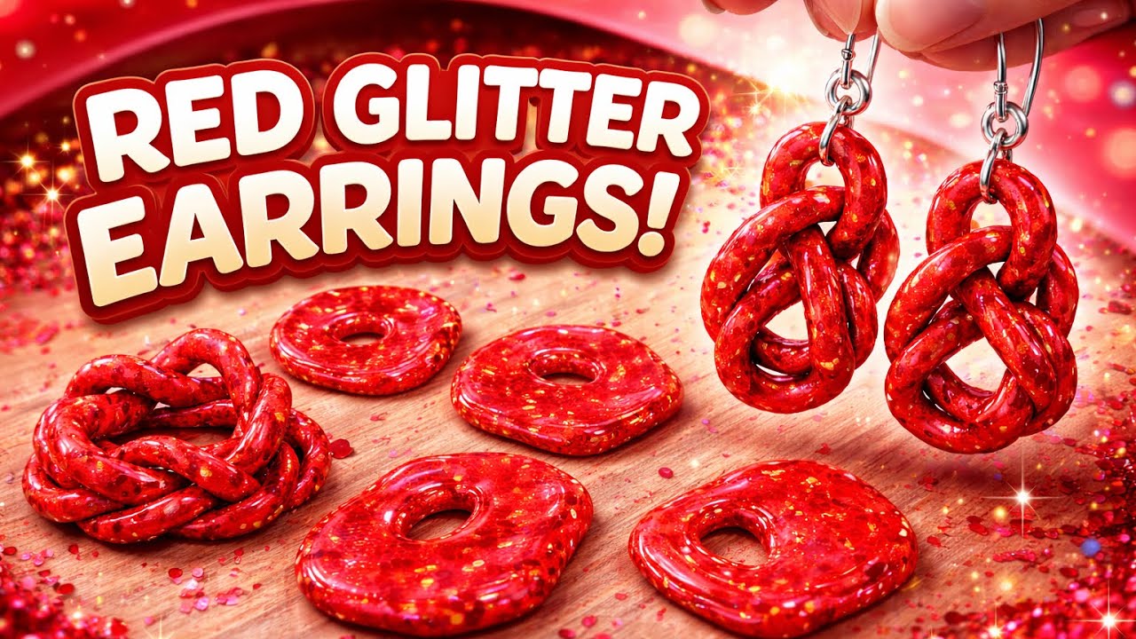From Clay to Sparkle ✨ | Red Glitter Earrings DIY