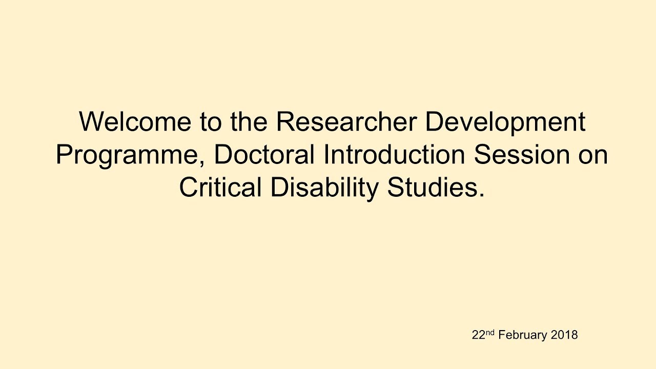 Introduction on Critical Disability Studies