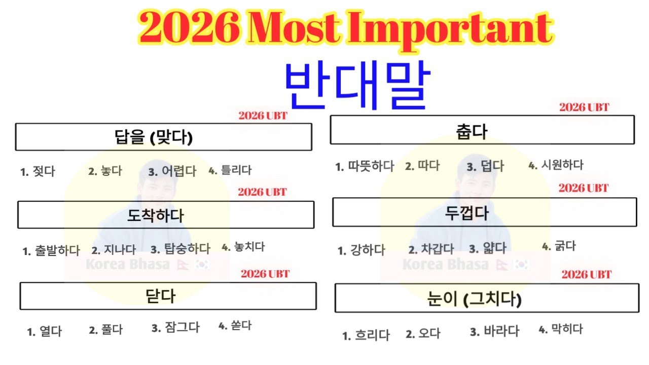 2026 को Exam मा सोधिएको 반대말 | एकदमै महत्त्वपूर्ण छ तयारी गर्नु होला | Korean language 