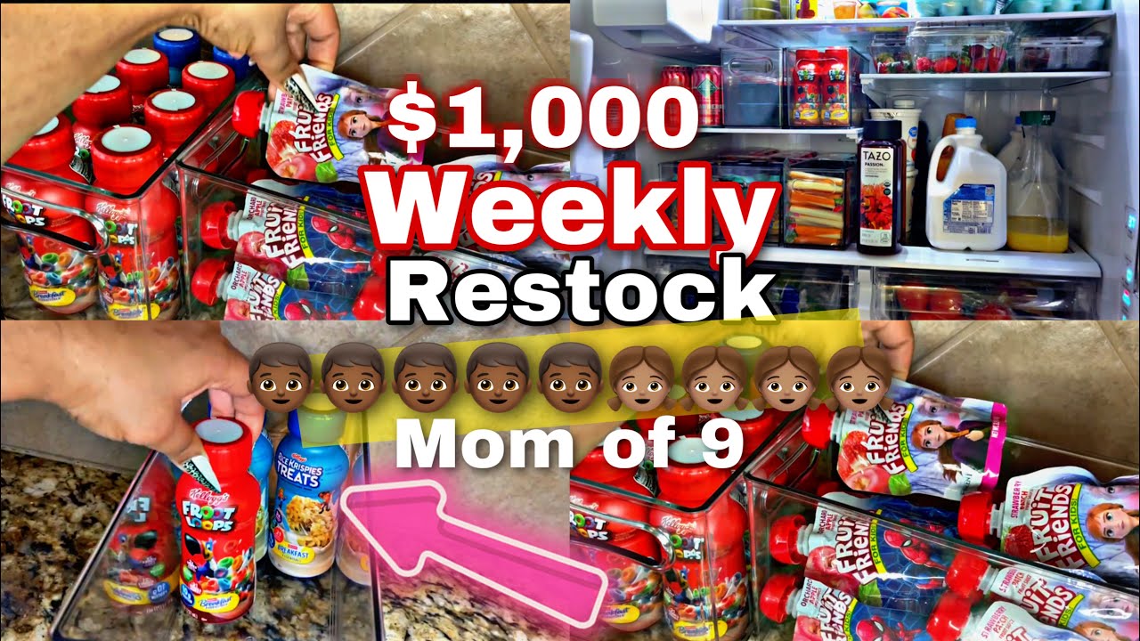 $1,000 😱 WEEKLY GROCERY RESTOCK | FAMILY OF 11