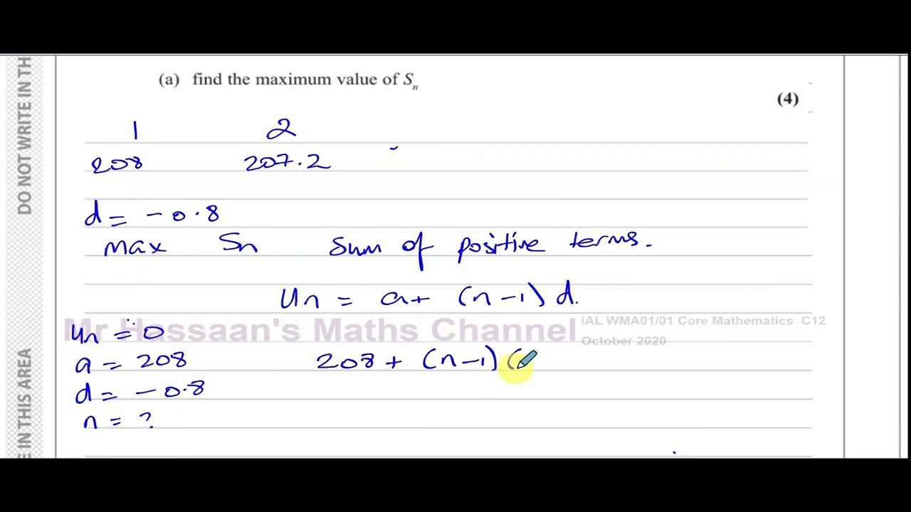 [P2] C12, (IAL), WMA01/01, October 2020,  Q14, Geometric & Arithmetic Series