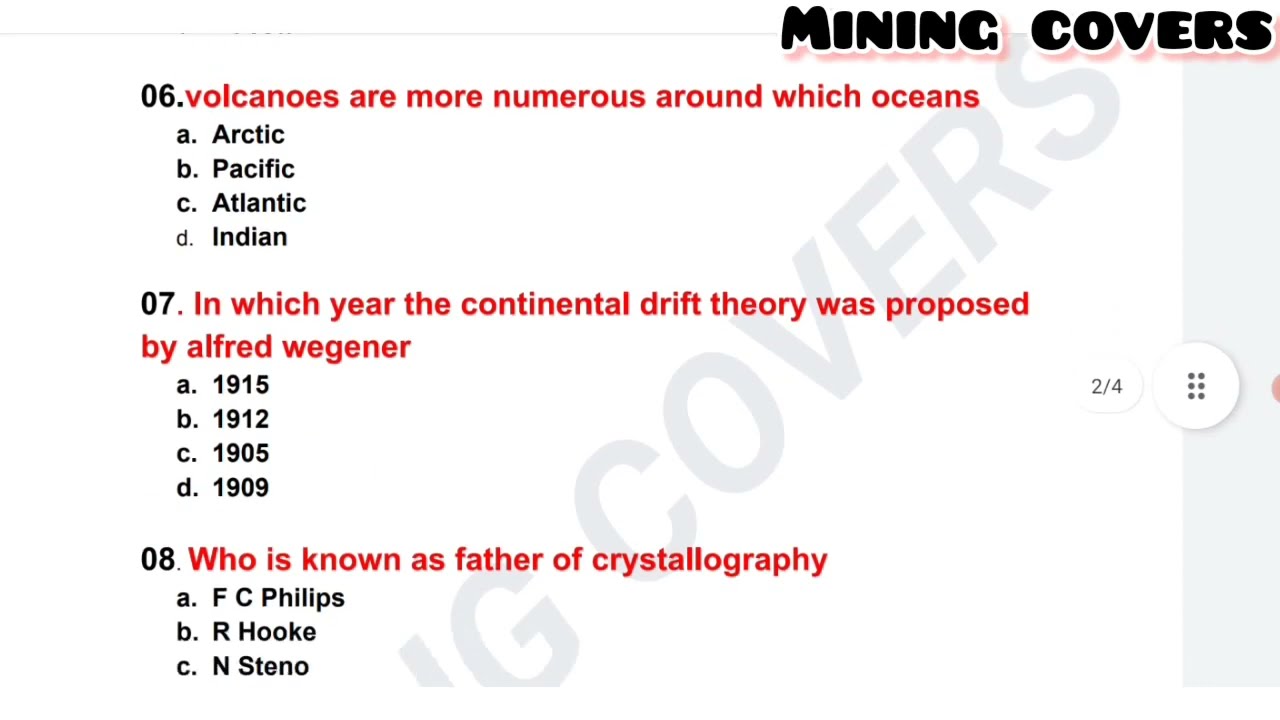 Basic Geology MCQ Questions Part  01#geology #careertube #careerreading #career