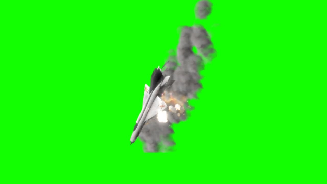 Mig-21MF fighter jet, North Vietnam crash, green screen
