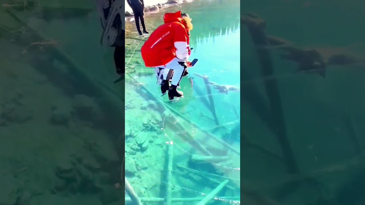 Lake Baikal in winter has crystal clear ice.🥶