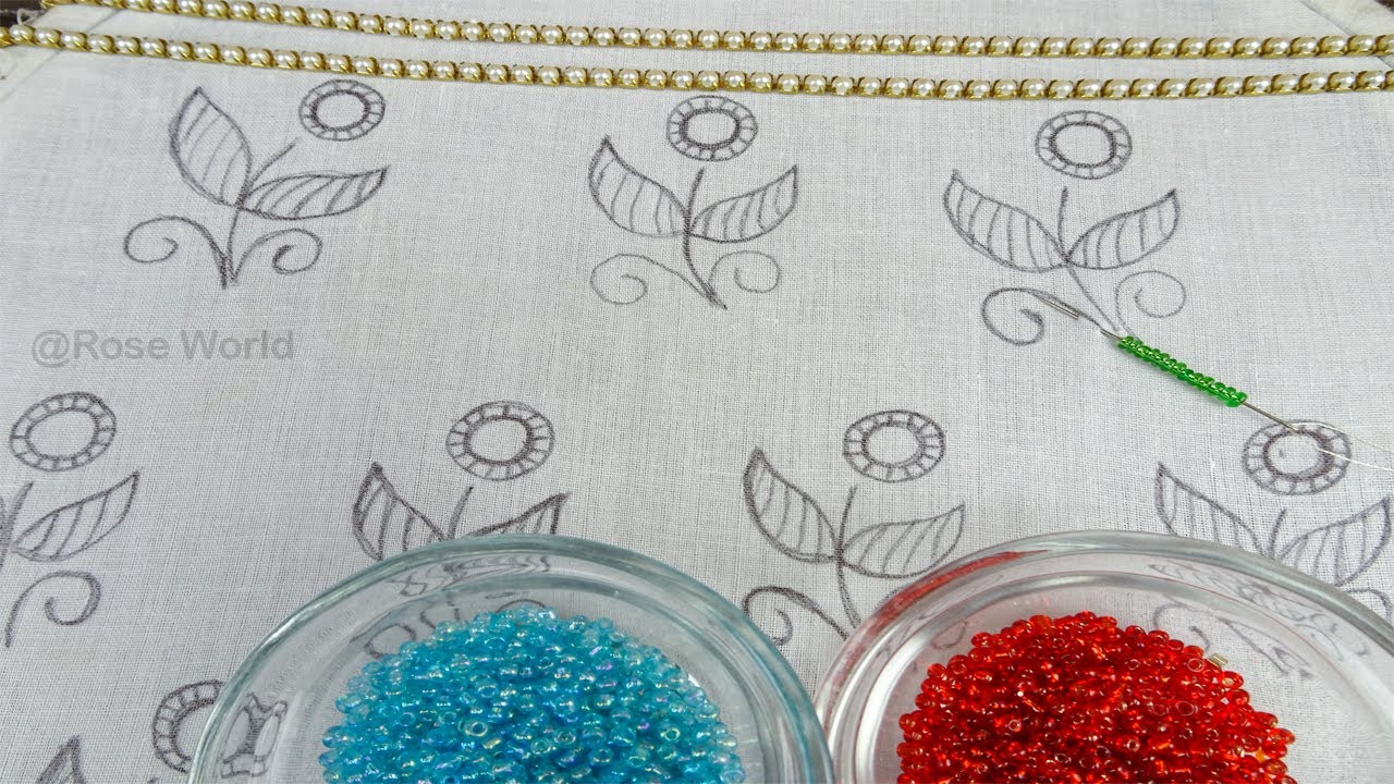 beads hand embroidery all over design, beaded embroidery for dress