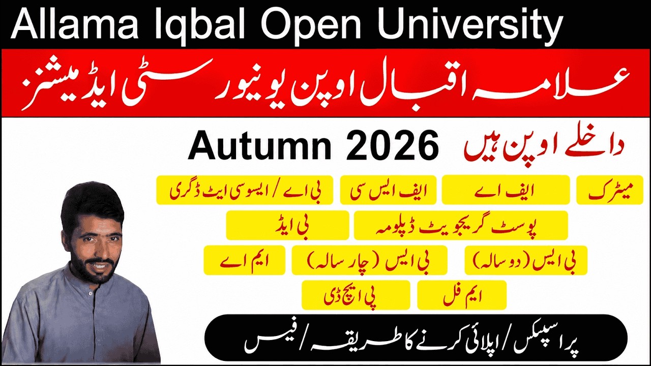 AIOU Admissions Autumn 2026 Online Apply | Allama Iqbal Open University Admission Online Apply 2026