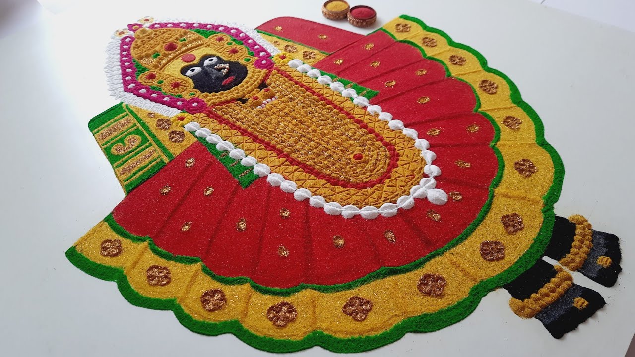 Mahalakshmi Rangoli Design | Devi Mahalakshmi Rangoli for Navratri | Devi Rangoli Navratri n Diwali
