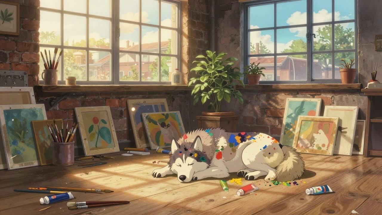 creative flow in the artist loft 🎨 lofi beats for napping huskies | Pawsitive Vibes