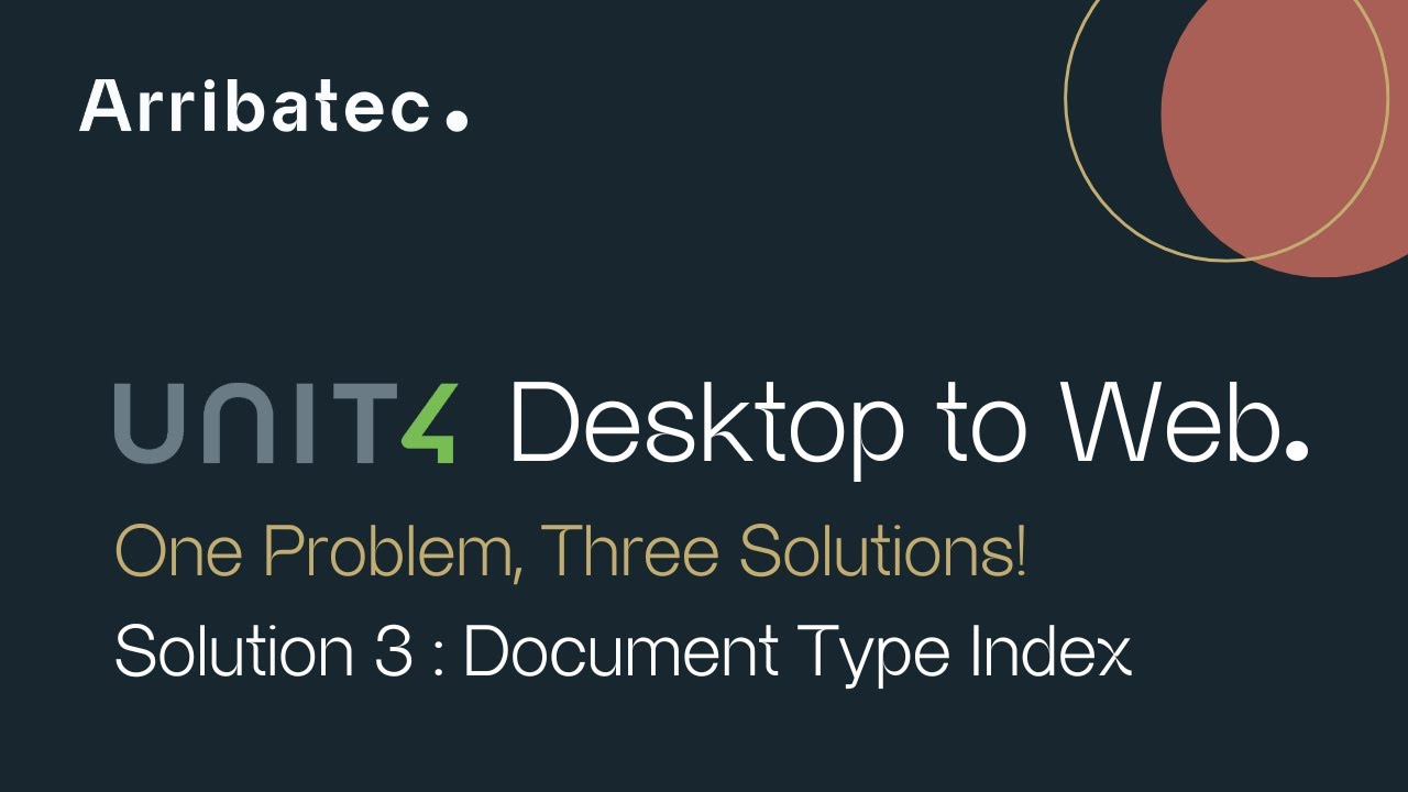 U4 ERP Desktop to Web - 1 Problem, 3 Solutions - Solution 3 : DOCUMENT TYPE INDEX