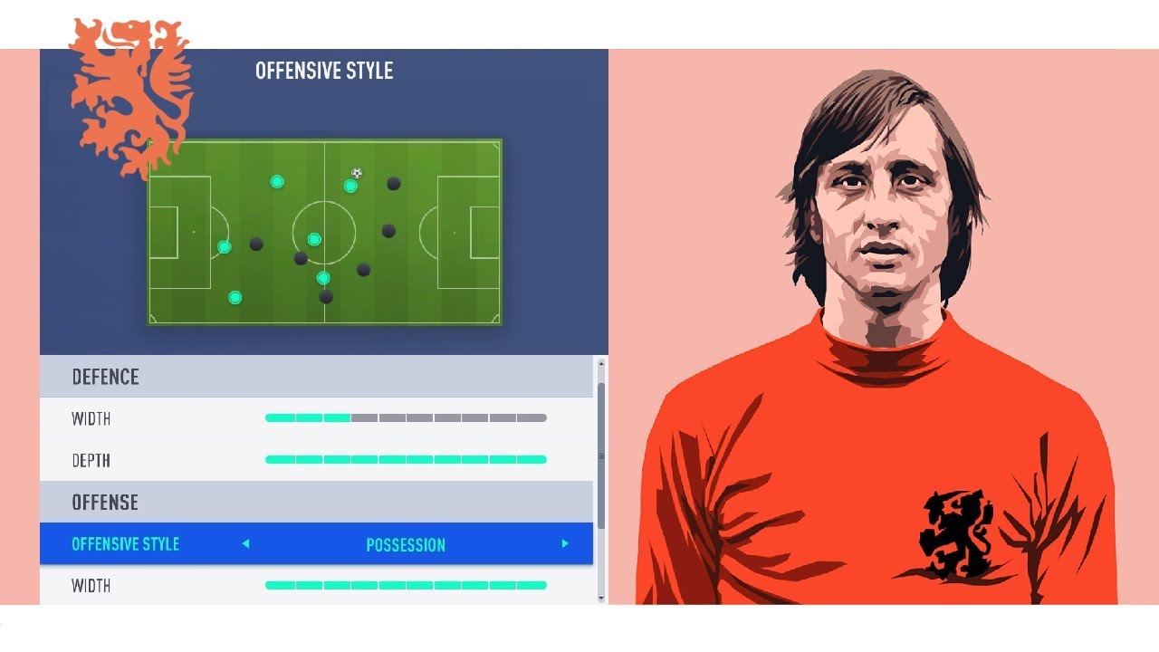 FIFA 19 NETHERLANDS 1974 TOTAL FOOTBALL CUSTOM TACTICS POSSESSION AND PRESSING GAMEPLAY HD