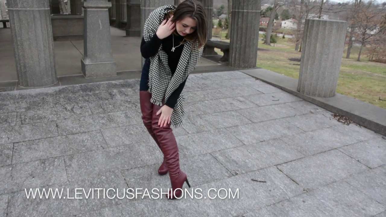 Pinot Noir Leather LeviTicus Fashions High-Rise Thigh Boots