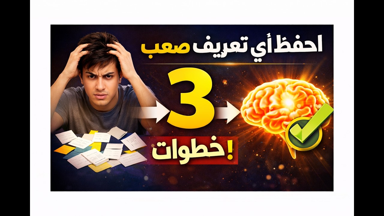 في 3 خطوات كيف تحفظ أصعب وأطول التعريفات والمصطلحات والمفاهيم وتثبتها في الذاكرة في أقل من دقيقة.