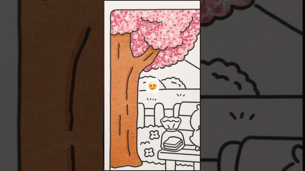 How to color a cherry blossom tree with alcohol markers #coloringpages #coloringbook #coloring