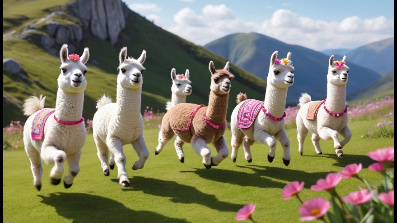 Five Little Llamas Skip Skip Skip | Animal Counting Song & Nursery Rhymes