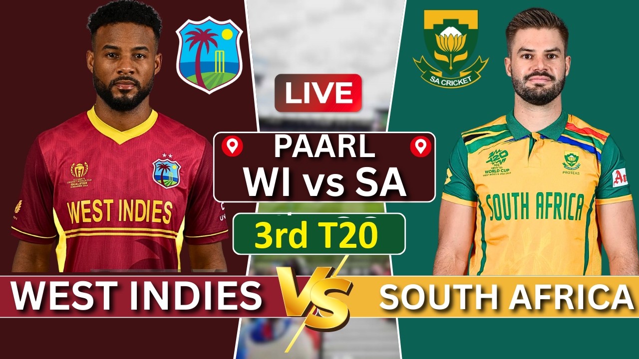 WEST INDIES vs SOUTH AFRICA 3RD MATCH T20 2025 Live Cricket Score Commentary