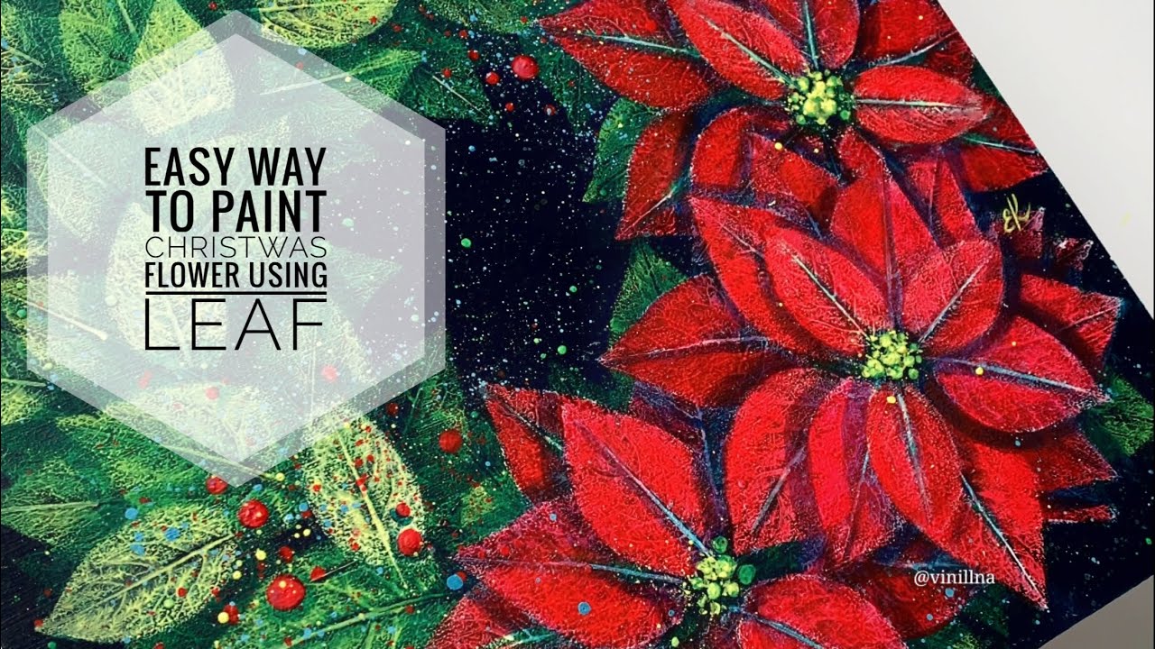 Christmas wreath tutorial / Poinsettia Tutorial / Acrylic painting / Leaf painting