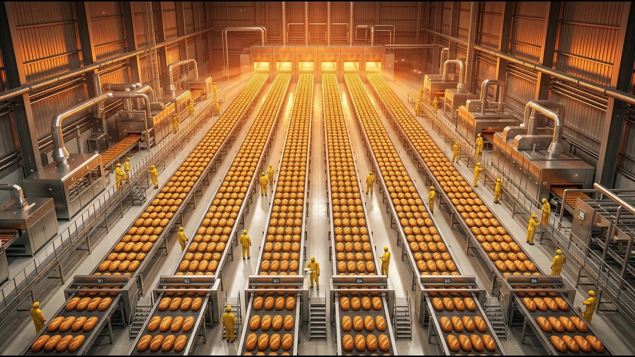 Inside a Bread & Bakery Factory – Flour Mixing, Dough Kneading & Industrial Bread Production