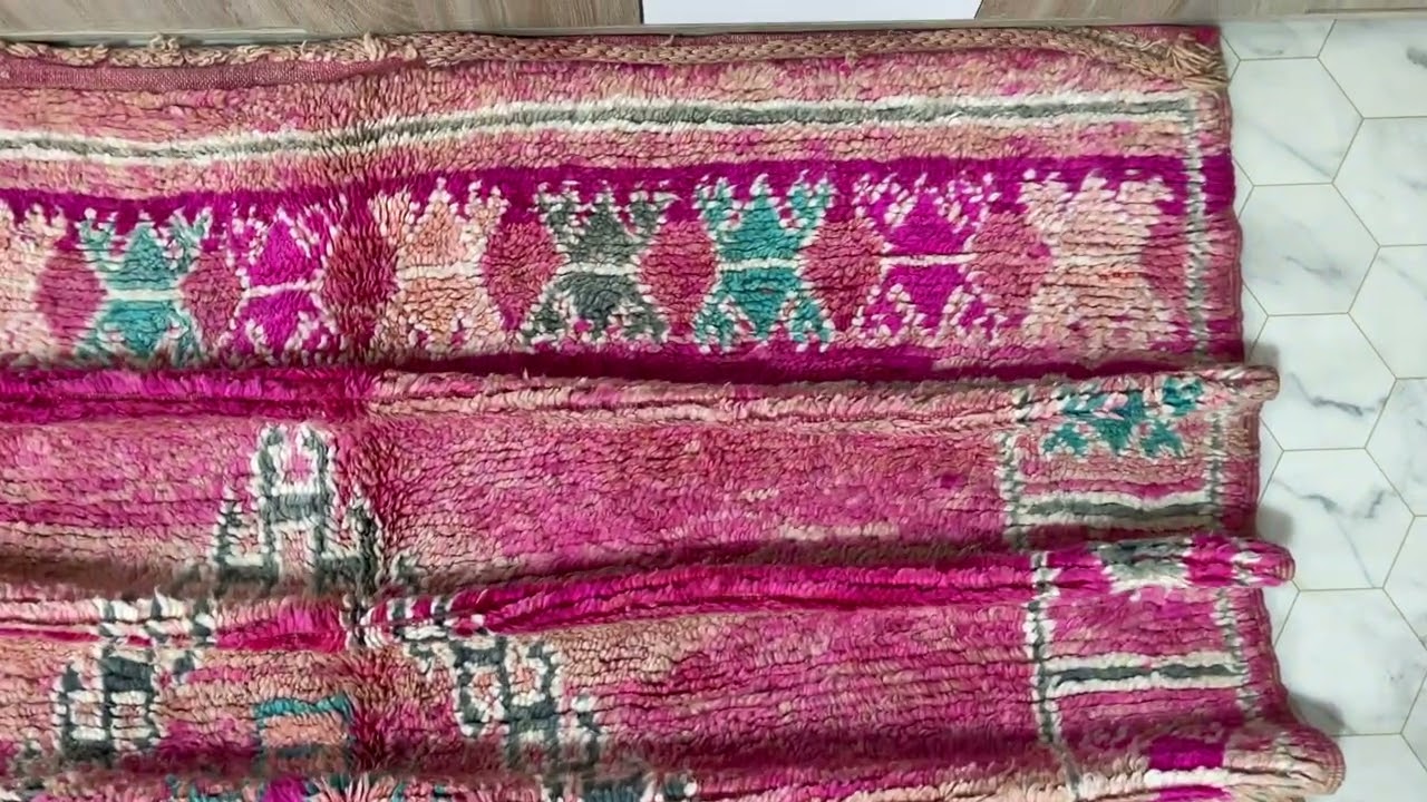 kechart - 6x16ft Moroccan Vintage boujaad rug, handmade berber rugs, 187 cm x 476 cm