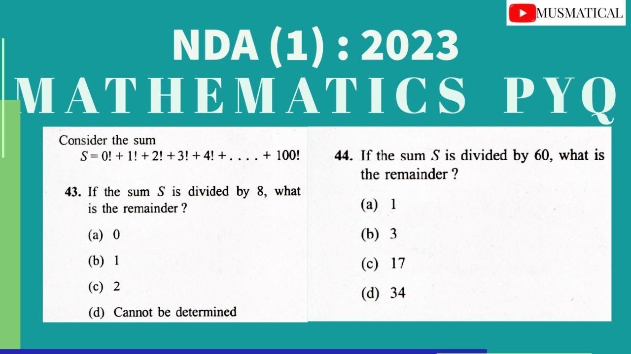 NDA (1) : 2023 MATHEMATICS PYQ