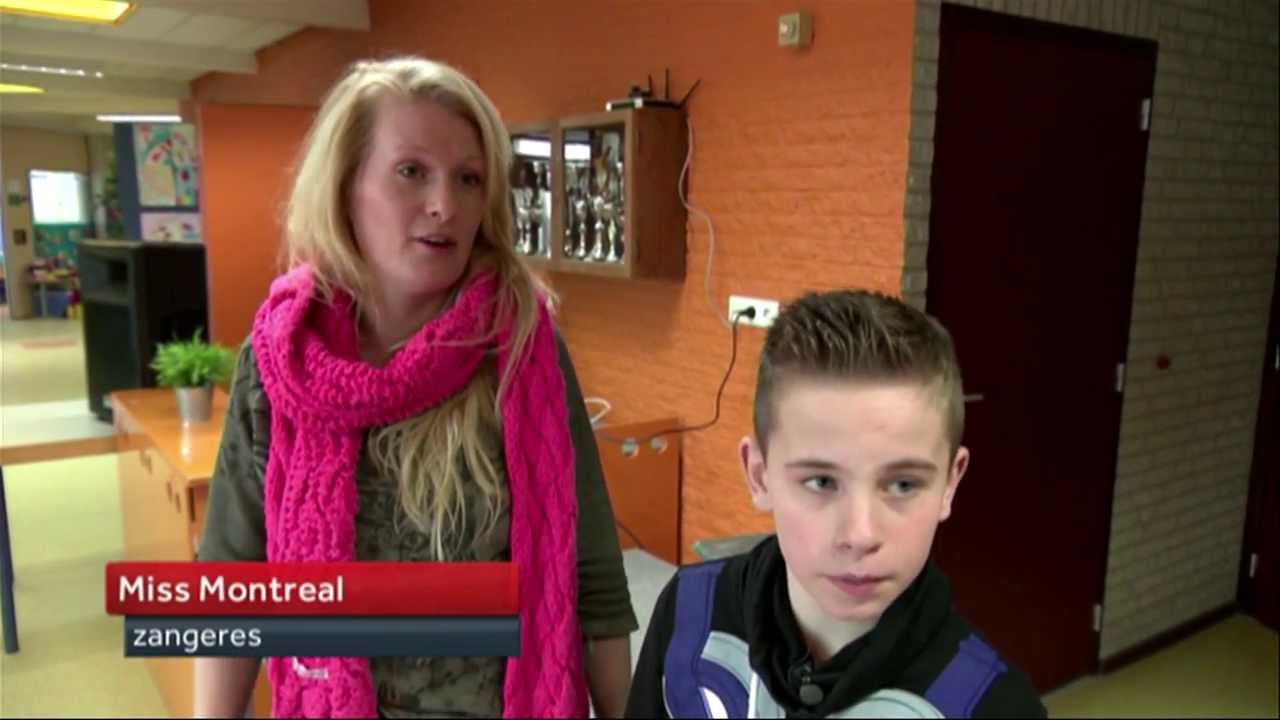 Miss Montreal bij spreekbeurt van Koen