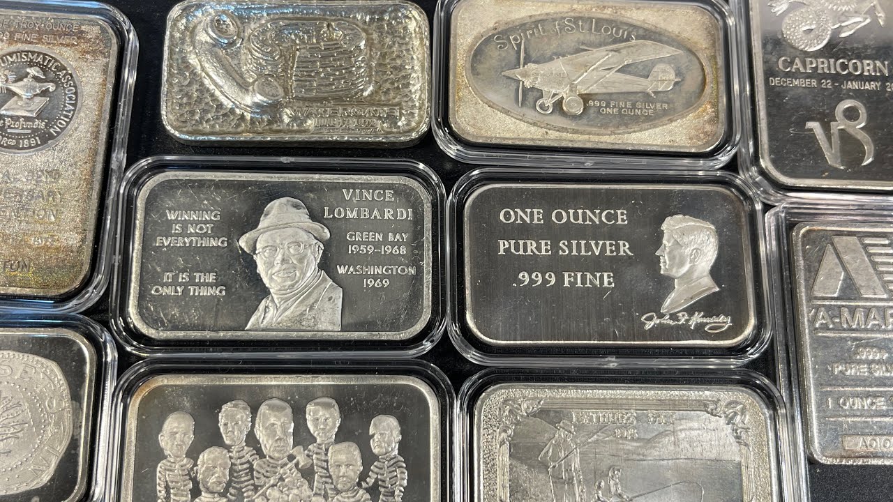 Vintage 1 oz Silver Bars - Colonial Mint, Madison Mint, A-Mark & More 10 oz #vintagesilver #silver