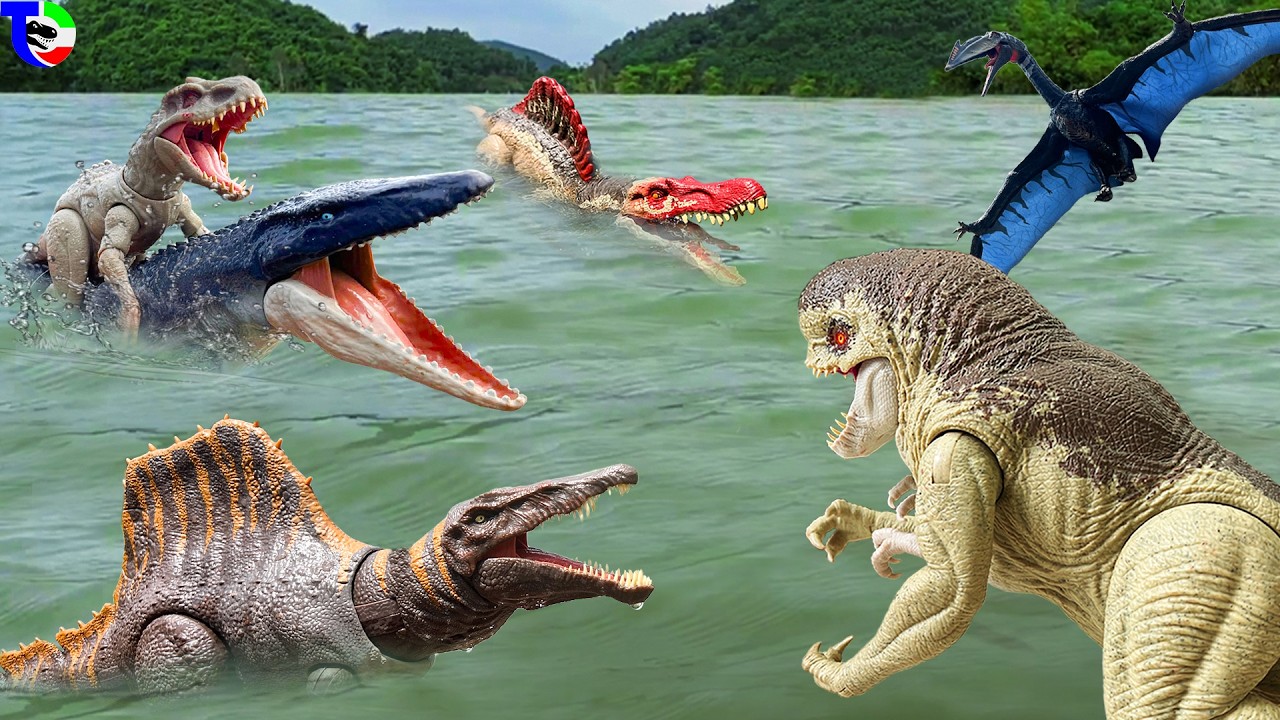 Rexy in Danger! T-REX Vs INDOMINUS Vs D-REX & MOSASAURUS  🦖 Dino Journey #4 Jurassic World