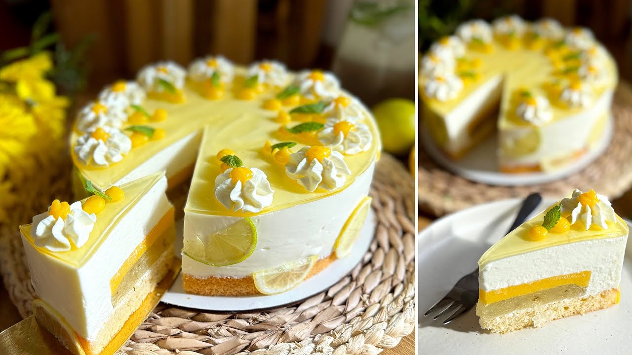 LIMONÁDÉ TORTA🍋🍋‍🟩🧊 citrom, lime, menta 🌿 - BebePiskóta
