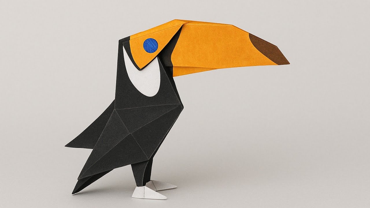 Tucano de Origami Dobrado com Uma Só Folha – Visual Surpreendente!