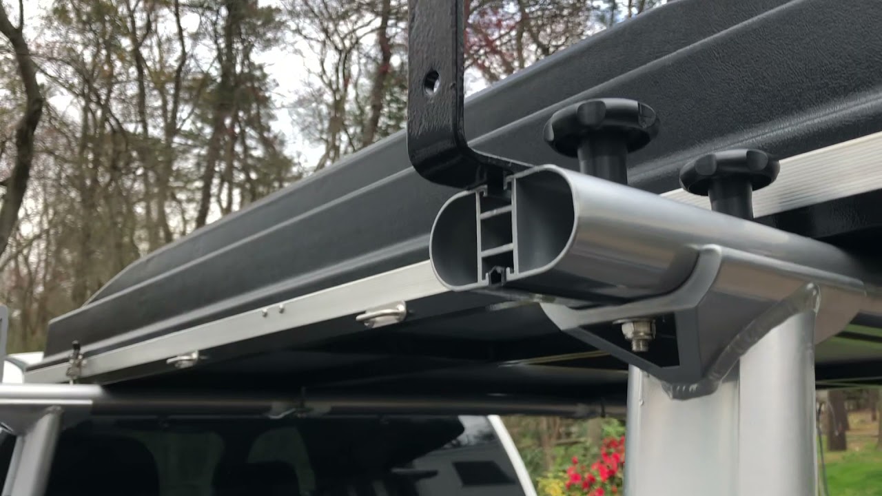 Smittybilt Overlander Hard Shell Rooftop Tent - 2983 Rack and Awning Setup on 2014 F-150